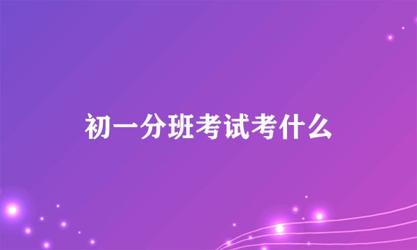 初一分班考试考什么