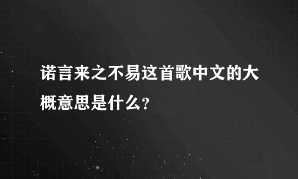 诺言来之不易这首歌中文的大概意思是什么？