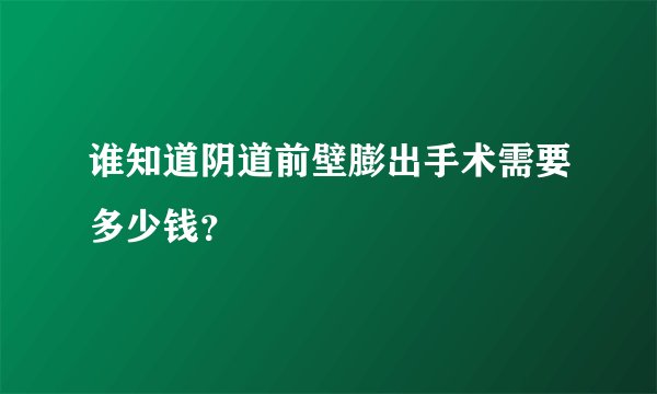 谁知道阴道前壁膨出手术需要多少钱？