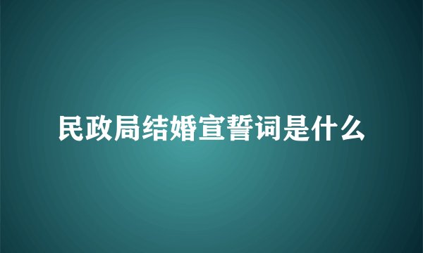 民政局结婚宣誓词是什么