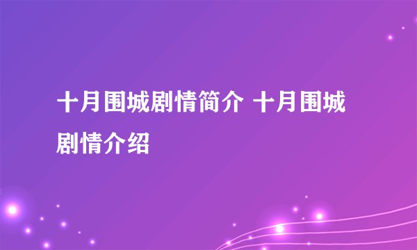 十月围城剧情简介 十月围城剧情介绍