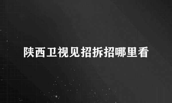 陕西卫视见招拆招哪里看