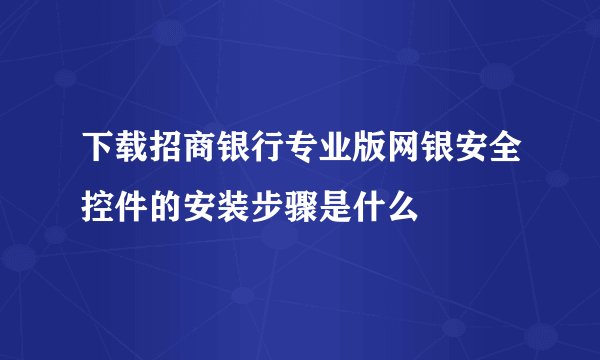 下载招商银行专业版网银安全控件的安装步骤是什么