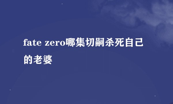 fate zero哪集切嗣杀死自己的老婆