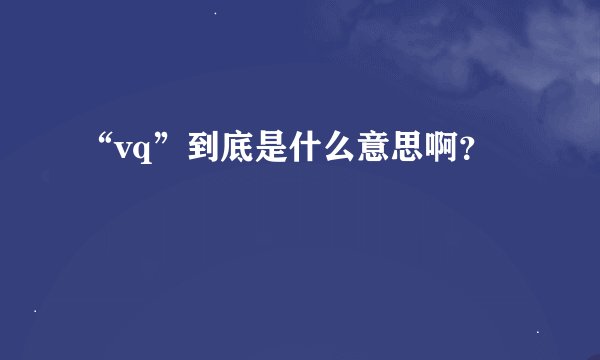 “vq”到底是什么意思啊？