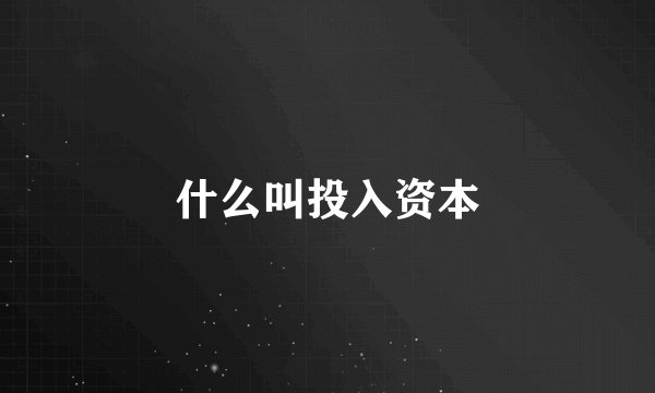 什么叫投入资本