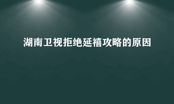 湖南卫视拒绝延禧攻略的原因