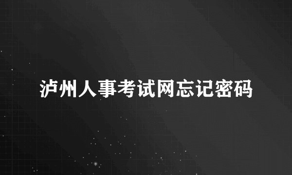 泸州人事考试网忘记密码
