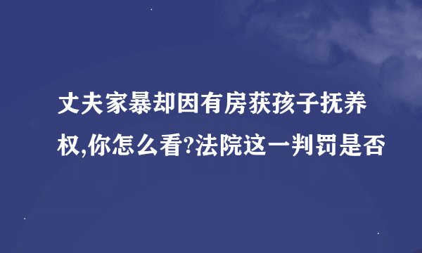 丈夫家暴却因有房获孩子抚养权,你怎么看?法院这一判罚是否