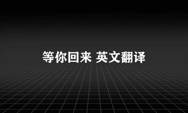 等你回来 英文翻译