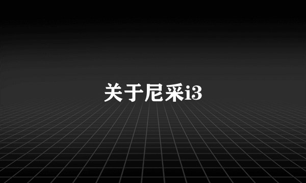 关于尼采i3