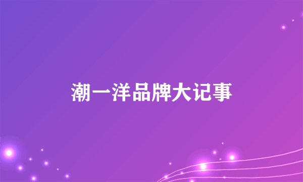 潮一洋品牌大记事