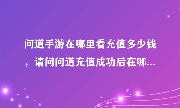 问道手游在哪里看充值多少钱，请问问道充值成功后在哪里查询我给人家充了10个为什么显示