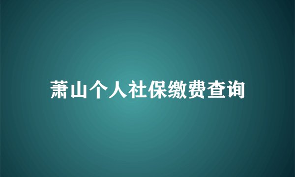 萧山个人社保缴费查询