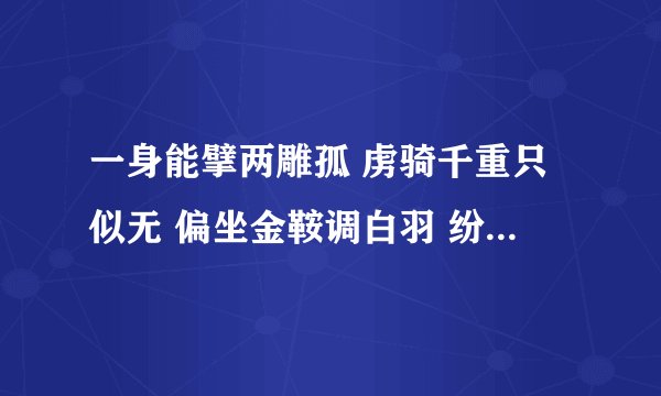 一身能擘两雕孤 虏骑千重只似无 偏坐金鞍调白羽 纷纷射杀五单于是什么意思