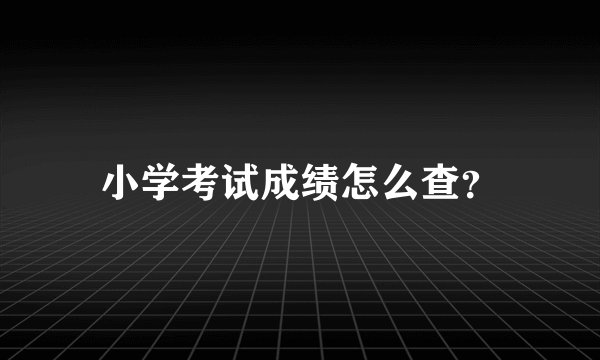 小学考试成绩怎么查？