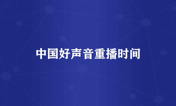 中国好声音重播时间