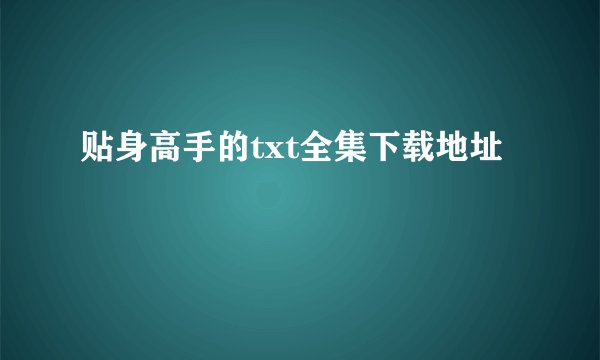贴身高手的txt全集下载地址