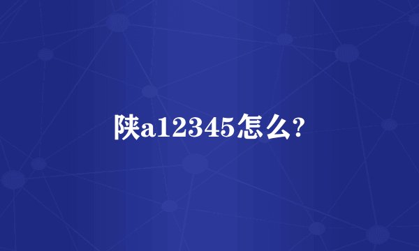 陕a12345怎么?