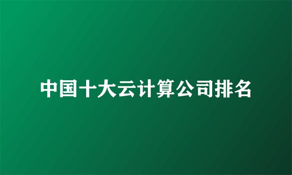 中国十大云计算公司排名