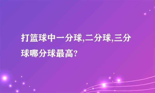 打篮球中一分球,二分球,三分球哪分球最高?