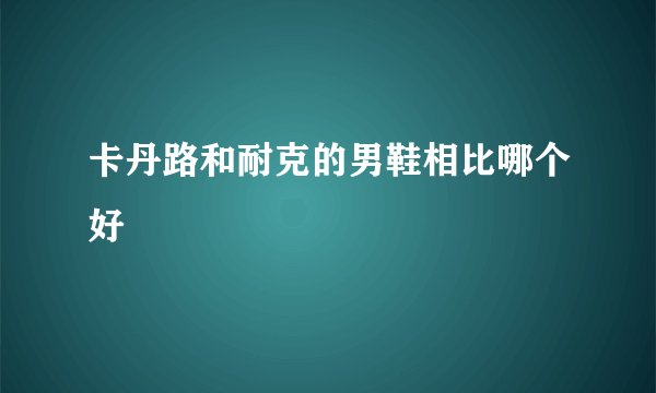 卡丹路和耐克的男鞋相比哪个好