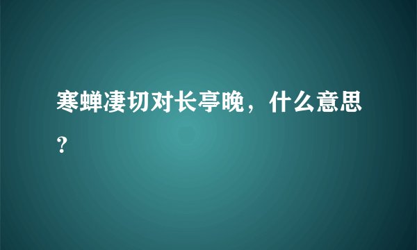 寒蝉凄切对长亭晚，什么意思？