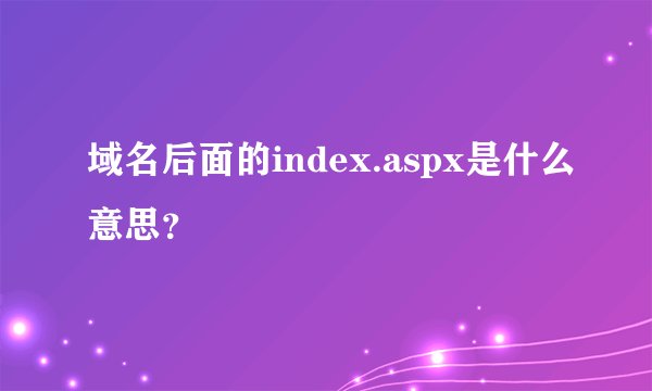 域名后面的index.aspx是什么意思？