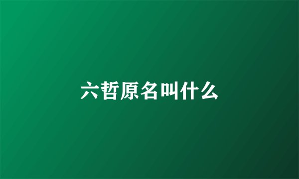 六哲原名叫什么