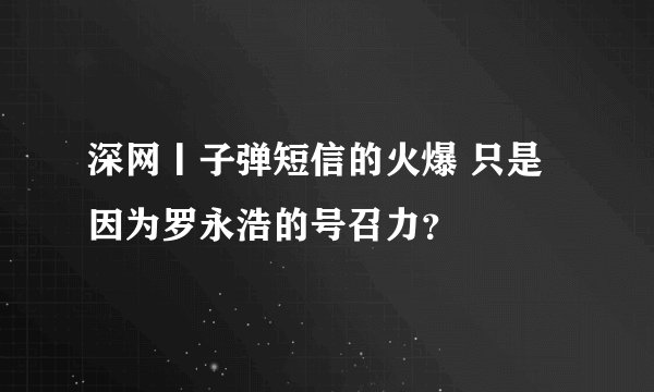 深网丨子弹短信的火爆 只是因为罗永浩的号召力?