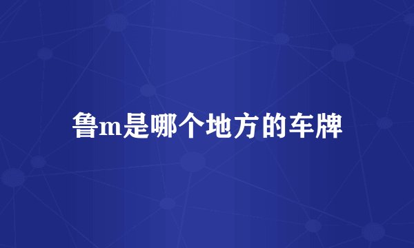 鲁m是哪个地方的车牌