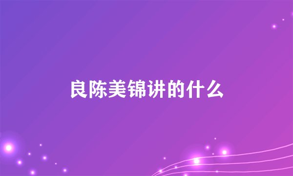 良陈美锦讲的什么