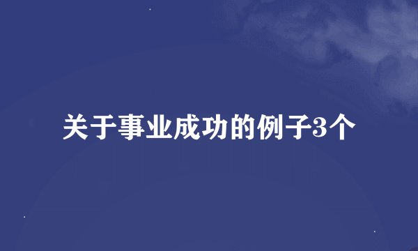 关于事业成功的例子3个