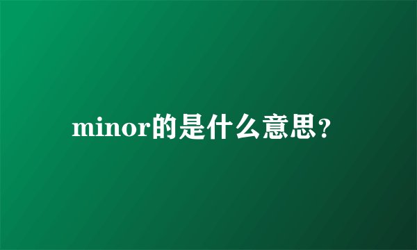minor的是什么意思？
