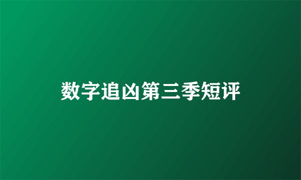 数字追凶第三季短评