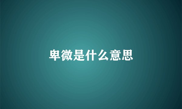 卑微是什么意思