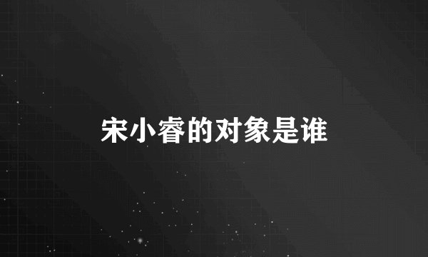 宋小睿的对象是谁
