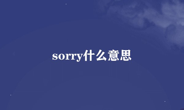 sorry什么意思